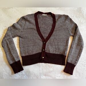 Urban Outfitters Cooperative Womens White & Red Knitted Cropped Cardigan Size S